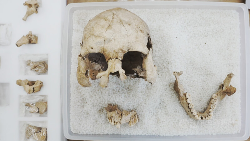 清華大學考古團隊在鵝鑾鼻公園挖掘到51具墓葬，4000年前的人骨遺骸重見天日。中央社記者張智彥攝