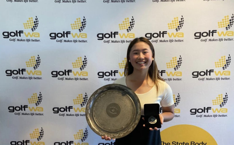 台裔陳怡均（Celine Chen）12日獲得西澳年度最佳青少年高爾夫球選手，以及15至17歲女子最佳平均桿數兩項殊榮。（陳怡均提供）中央社記者李宗憲雅加達傳真  111年12月15日