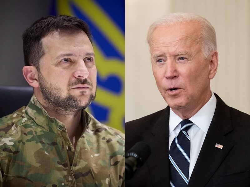 烏克蘭總統澤倫斯基（左）21日清晨表示，將與美國總統拜登（右）會談，盼有助於強化烏克蘭對抗俄羅斯戰力。（左圖取自instagram.com/zelenskiy_official，右圖取自facebook.com/WhiteHouse）