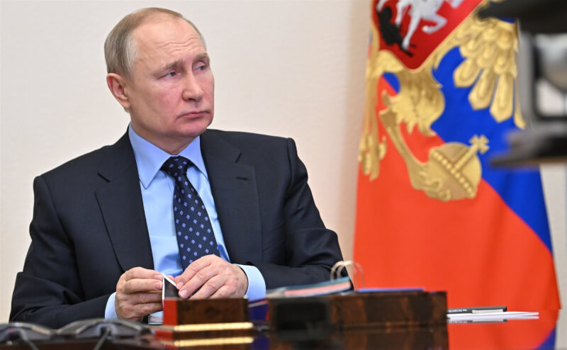 俄羅斯總統蒲亭22日提到俄烏衝突使用「戰爭」一詞。（圖取自克里姆林宮網頁kreml.ru）