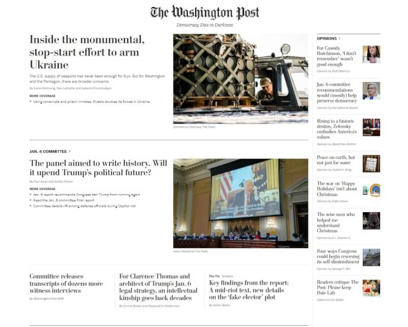 美國媒體報導，媒體大亨彭博有意收購華盛頓郵報。（圖取自華盛頓郵報網頁washingtonpost.com）