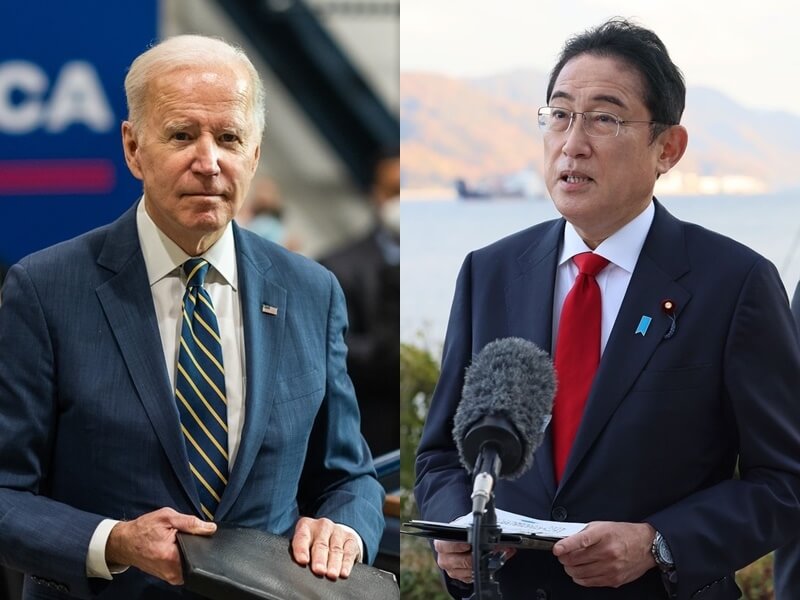 美國總統拜登（左）和日本首相岸田文雄（右）擬13日在華盛頓會面。（左圖取自facebook.com/POTUS、右圖取自twitter.com/kishida230）