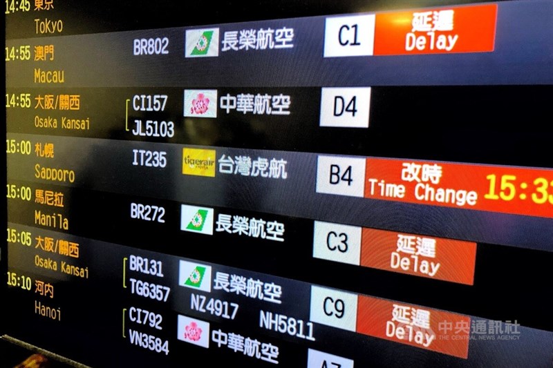 受到長榮航勤部分員工休假不出勤影響,桃園國際機場公司表示,統計至1日上午11時止,共延誤出境31班次,包含客機24班次及貨機7班次,入境16班次,包含客機13班次及貨機3班次。中央社記者吳睿騏桃園機場攝 112年1月1日