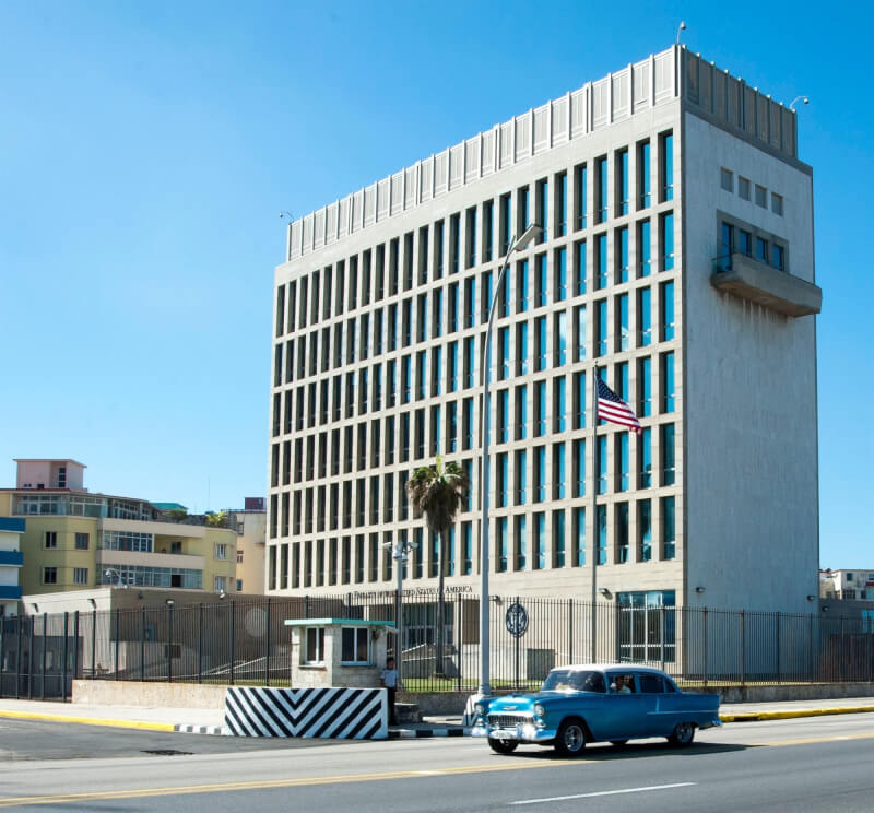 圖為美國駐哈瓦那大使館。（圖取自facebook.com/USEmbCuba）