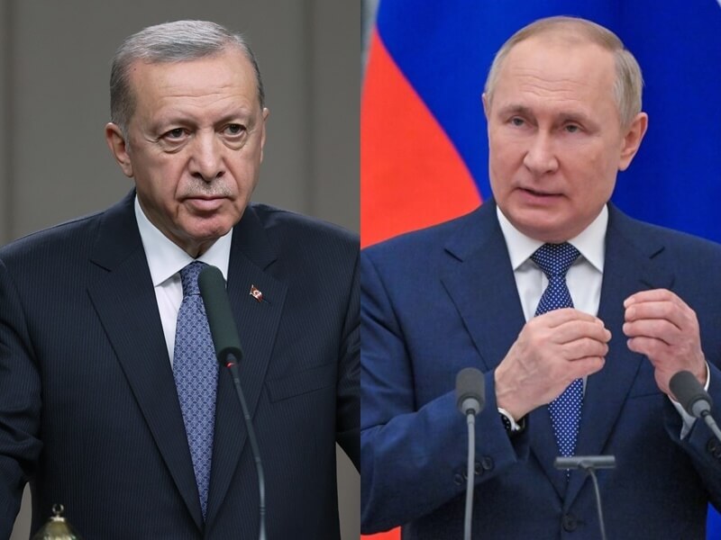 俄烏戰爭未歇，法新社報導，土耳其總統艾爾段5日在電話中敦促俄國總統蒲亭宣布在烏克蘭「單方」停火。（左圖取自facebook.com/RTErdogan，右圖取自twitter.com/kremlinrussia_e）