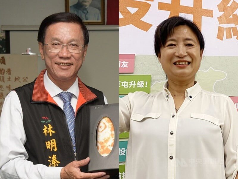 南投立委補選3月4日投票，國民黨林明溱（左）對決民進黨蔡培慧（右）。（中央社檔案照片）