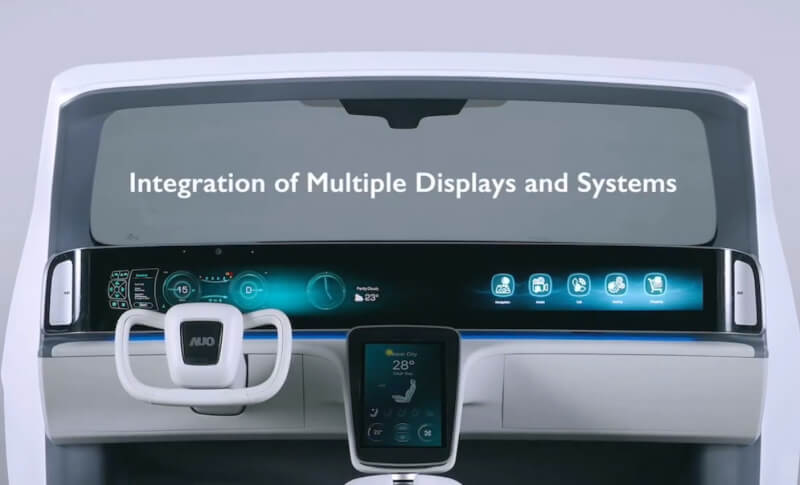 面板廠友達光電攜手合作夥伴推動新一代智慧座艙，採大尺寸一體化顯示方案，展現未來智慧座艙豐富的視覺體驗、安全智慧的創新服務。（圖取自facebook.com/AUOCSR）