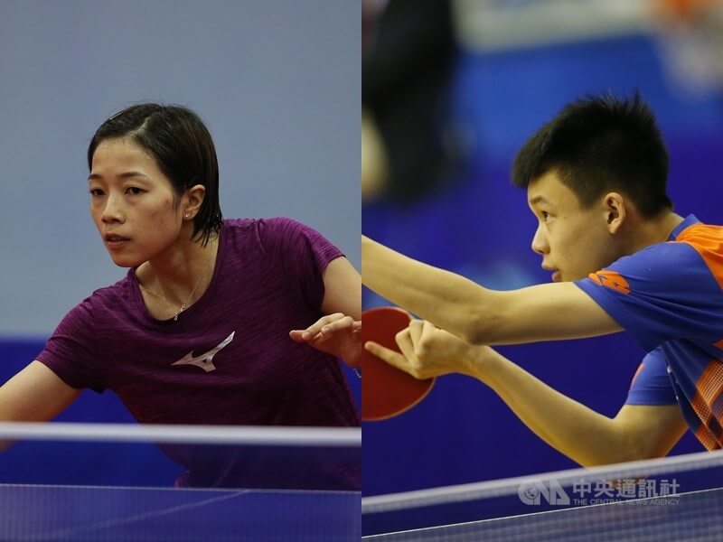 台灣混雙組合馮翊新（右）與劉馨尹（左）9日在世界桌球錦標賽亞洲區資格賽，以4比3逆轉擊退新加坡組合。（中央社檔案照片）
