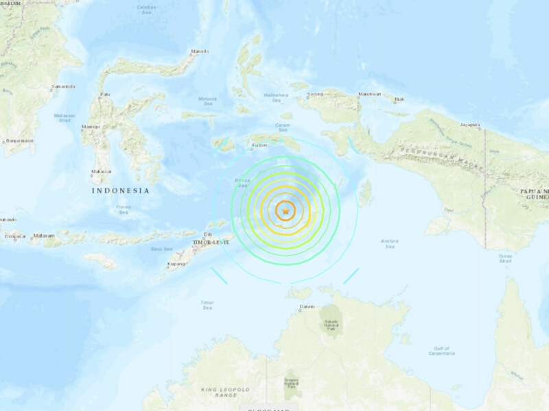 印尼塔寧巴群島附近海域10日凌晨發生規模7.6強震。（圖取自USGS網頁earthquake.usgs.gov）