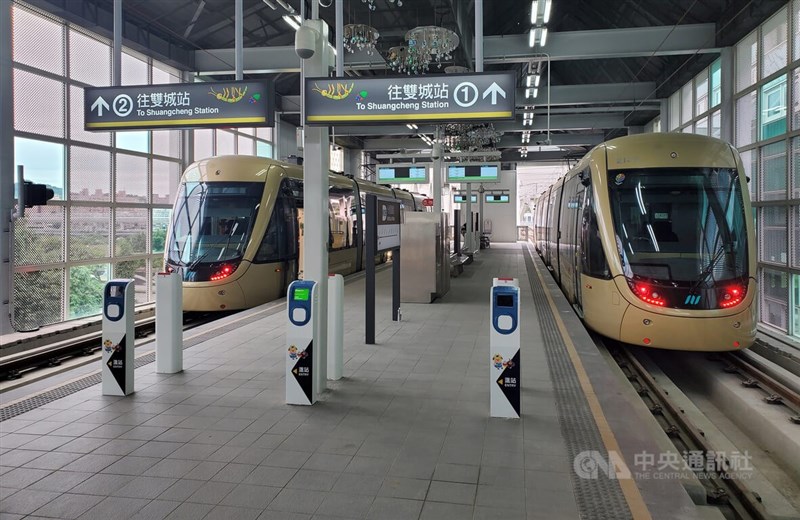 安坑輕軌確定無法在春節前通車。圖為十四張站。（中央社檔案照片）