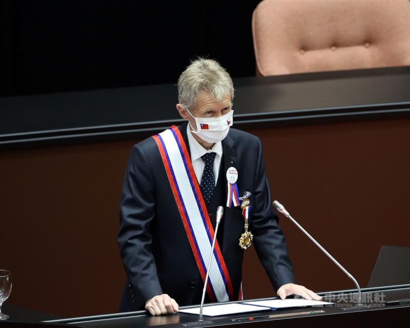 捷克參議院議長維特齊曾於2020年9月率團到台灣立法院參訪並發表演說。（中央社檔案照片）