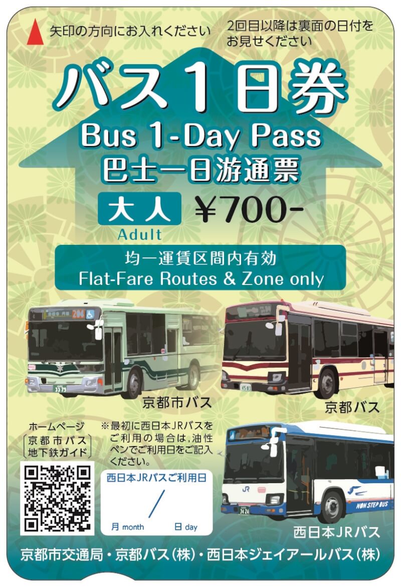 日本京都市9月底將停售公車一日券。（圖取自京都交通局網頁city.kyoto.lg.jp）
