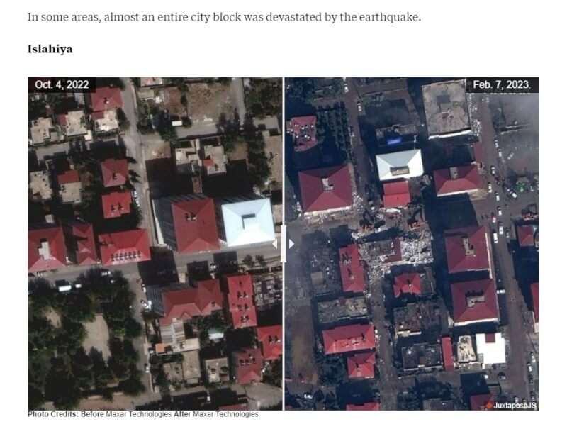 澳洲廣播公司（ABC）報導，從最新發布的衛星影像中，可看出土耳其歷經強震肆虐後的滿目瘡痍。（圖取自ABC網頁abcnews.go.com）