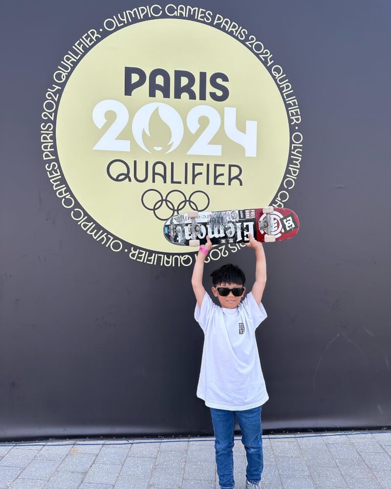 9歲的台灣小將辜泳諺是世界滑板錦標賽年紀最小的選手，他夢想是成為奧運選手，得到金牌。（圖取自facebook.com/maxgosk8）
