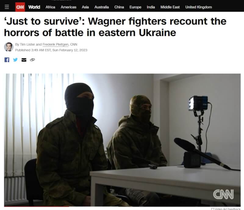 俄羅斯私人傭兵組織「瓦格納集團」的兩名前戰士接受CNN採訪表示，若有人在戰場上退縮，就會立刻被指揮官槍斃。（圖取自CNN網頁edition.cnn.com）