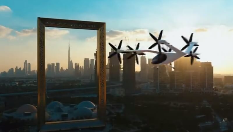 杜拜再度計劃推出飛行計程車，13日發表相關細節，拚2026年營運。（圖取自twitter.com/HHShkMohd）