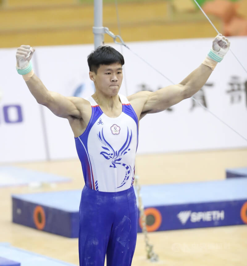 台灣體操名將唐嘉鴻阿基里斯腱斷裂，傷勢需6個月復健期。（中央社檔案照片）