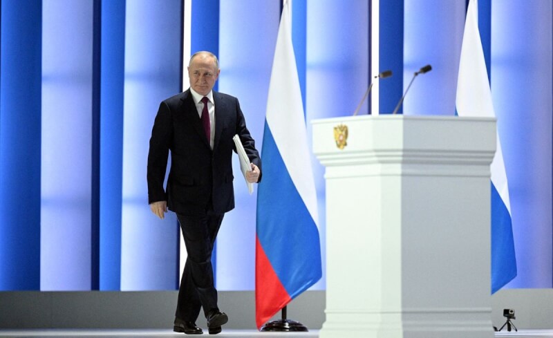 俄羅斯總統蒲亭21日宣布，暫停參與「新戰略武器裁減條約」（New START）。（Sputnik/Ramil Sitdikov/Kremlin via 路透社）