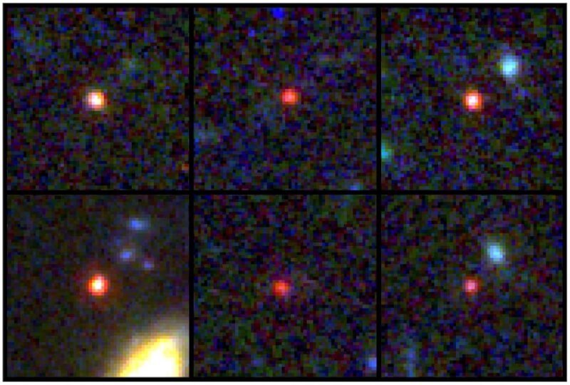 科學家透過美國NASA韋伯望遠鏡，發現6個宇宙大爆炸不久後形成的大質量星系。（Swinburne University/via 路透社）