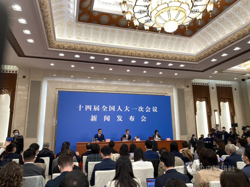 中國全國人大會議記者會，4日在北京人民大會堂的新聞發布廳舉行。中央社記者呂佳蓉北京攝 112年3月4日