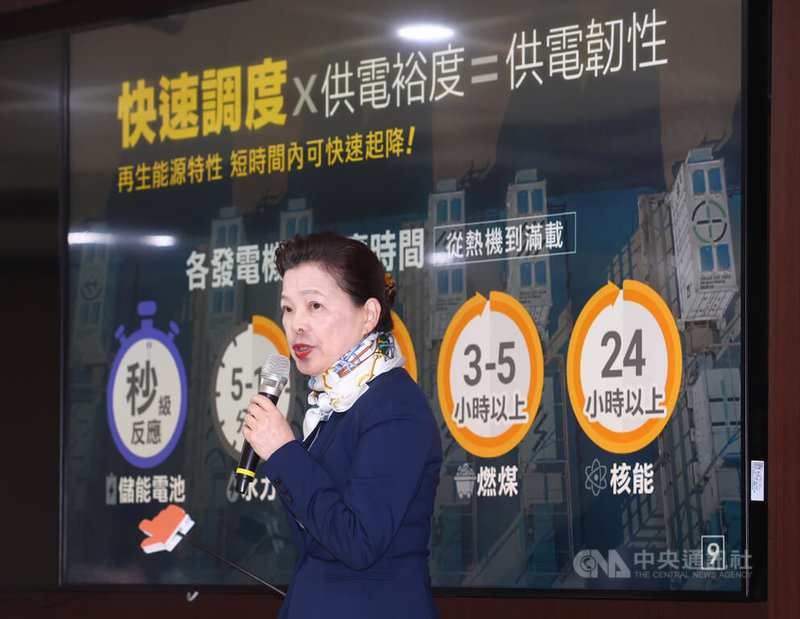 核二廠2號機預計14日停機除役，經濟部13日下午舉行記者會，經濟部長王美花（圖）針對核二2號機依法停機後的電力調度等進行說明。中央社記者王騰毅攝  112年3月13日