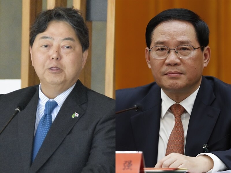 日本外務大臣林芳正（左）1日抵中國北京，此行可能會晤中國國務院總理李強（右）。（左圖共同社、右圖美聯社）