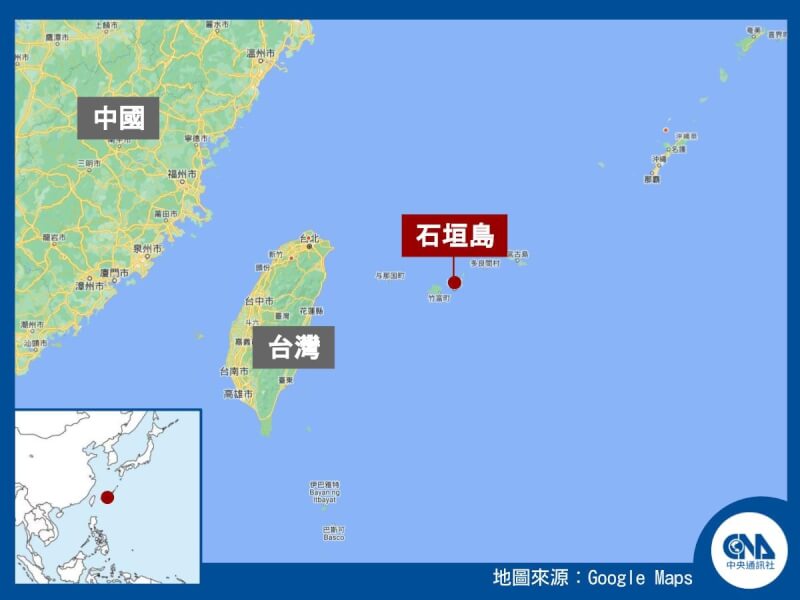日本計劃2月22日在沖繩縣石垣市部署2艘最先進的巡邏船。（中央社製圖）