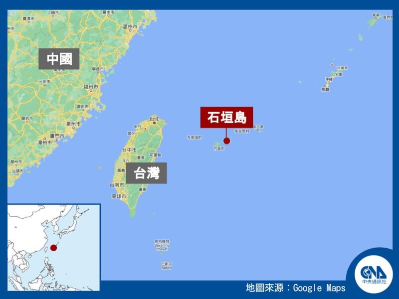 日本沖繩縣石垣島。（中央社製圖）