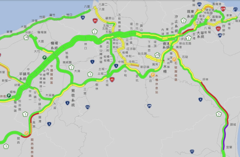 圖為4日晚間6時51分即時路況。（圖取自高速公路1968網頁1968.freeway.gov.tw）