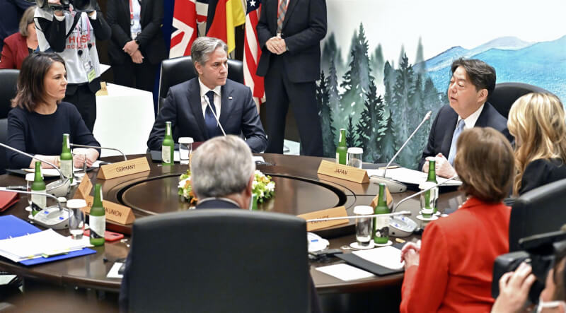 G7外長會議17日舉行，美國務院高官表示G7一致同意有必要對抗中國在台海的任何脅迫行動。（共同社）