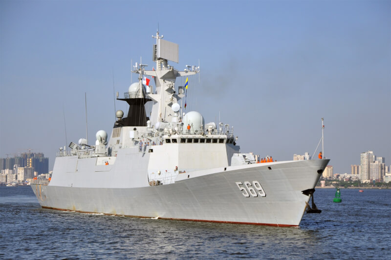 圖為中國解放軍海軍導彈護衛艦玉林艦。（中新社）
