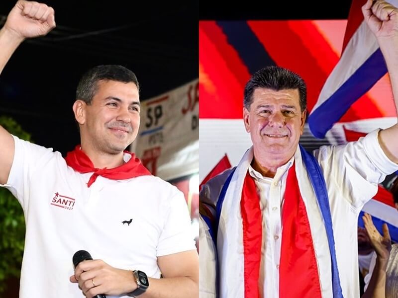 巴拉圭總統大選，執政黨候選人潘尼亞（左）以45%的得票率領先；主張與台灣斷交的艾里格里（右）得票率為28%。（左圖取自facebook.com/SantiPenaPY，右圖取自facebook.com/EfrainAlegre）