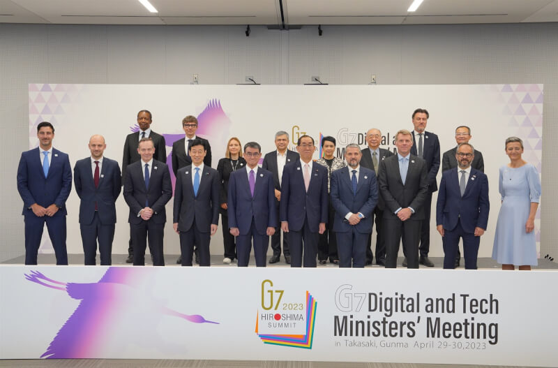 G7各國數位部長30日同意，成員國應就AI採取風險性監管。（圖取自twitter.com/G7）