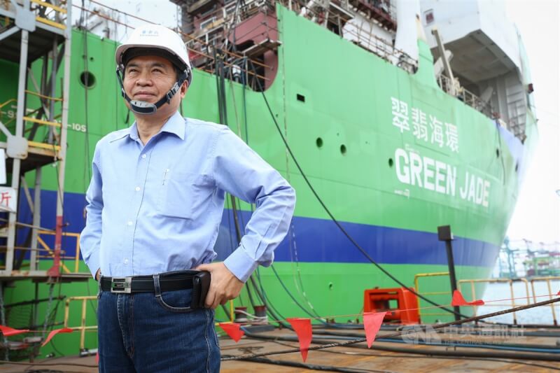 台船董事長鄭文隆指出,環海翡翠輪是台灣第一艘國產海事工程船,期待政策面對於離岸風電國產化能有進一步支持能量,提供風場廠商採用環海翡翠輪誘因,方能推動本土相關產業的正向循環。中央社記者王騰毅攝 112年5月14日