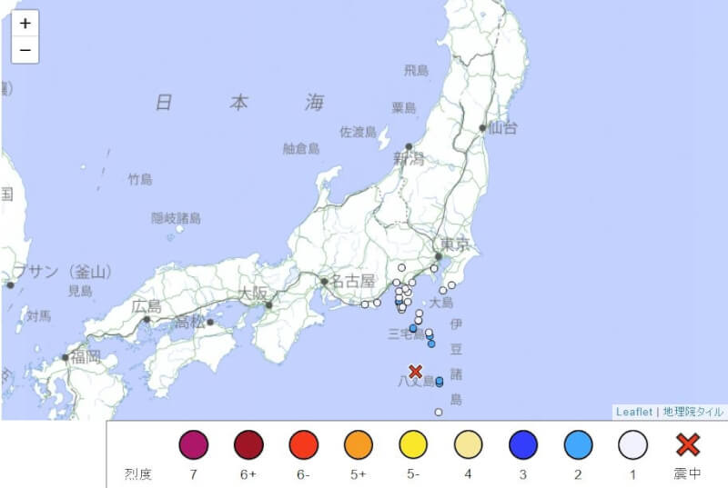 日本當地時間14日下午5時21分發生芮氏規模5.9地震。（圖取自日本氣象廳網頁jma.go.jp）
