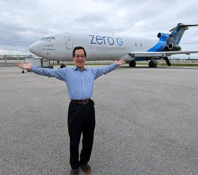 台灣太空產業服務業者廣碩系統取得經營美國無重力飛機Zero G經營業者的授權，可在東亞攬客，以包機方式搭乘，並有機會與太空人一起無重力飛行，廣碩擬與旅遊業合推行程。（葛廣漢提供）中央社者汪淑芬傳真 112年5月21日