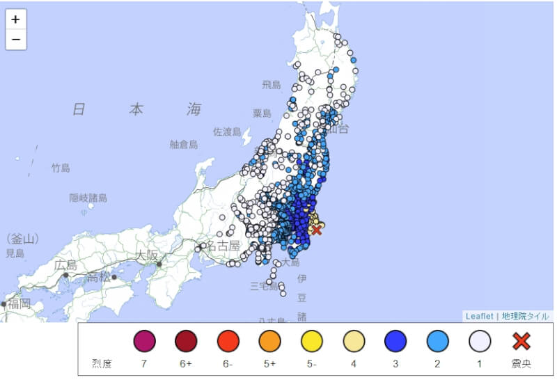 日本當地時間26日下午7時3分發生規模6.2地震。（圖取自日本氣象廳網頁jma.go.jp）