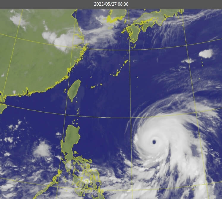吳德榮27日指出，颱風瑪娃強度已過巔峰，預計接近台灣時只會減弱到中颱上限。（圖取自中央氣象局網頁cwb.gov.tw）