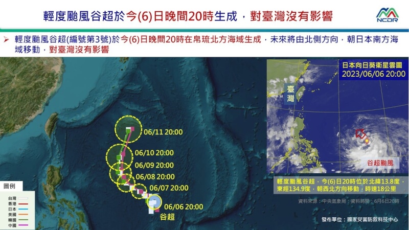 颱風谷超生成估朝西北移動 東部沿海9至11日防長浪 生活 中央社 Cna