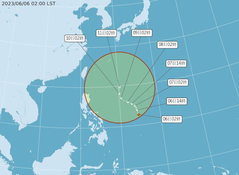 菲律賓東南方海面6日形成熱帶性低氣壓TD04。（圖取自中央氣象局網頁cwb.gov.tw）