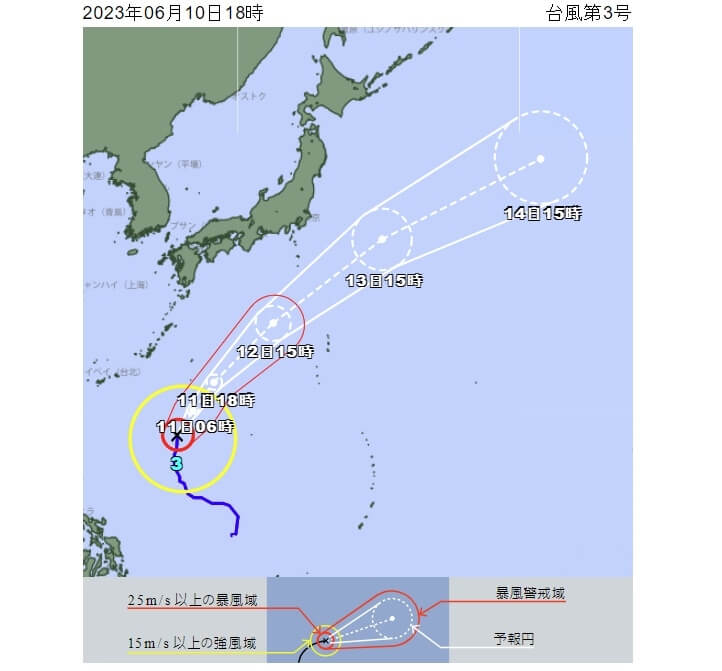 颱風谷雖然不會直撲日本，但帶來的暖濕空氣可能讓滯留日本的鋒面活動更為旺盛。（圖取自日本氣象廳網頁www.data.jma.go.jp）