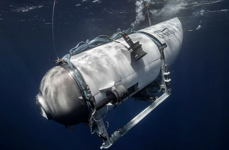 一艘載人參觀「鐵達尼號」殘骸的旅遊潛水器自18日開始失聯。（OceanGate Expeditions/Handout via 路透社）
