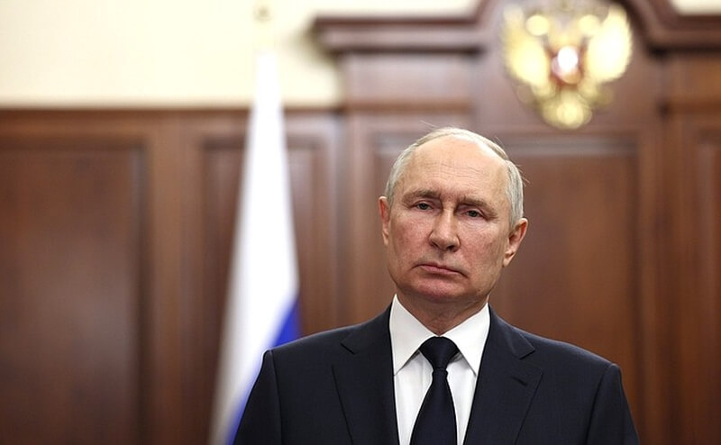 俄羅斯總統蒲亭26日發表全國談話，允許瓦格納集團成員前往白俄羅斯。（圖取自克里姆林宮網頁kremlin.ru）