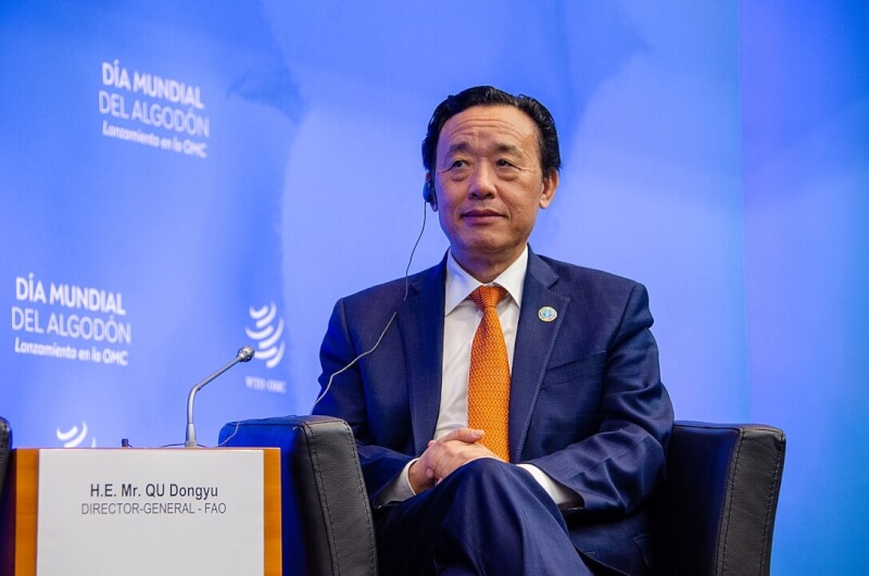屈冬玉2019年6月代表中方角逐聯合國糧農組織秘書長，成為該組織史上首位中國籍秘書長。（圖取自維基共享資源；作者World Trade Organization，CC BY-SA 2.0）