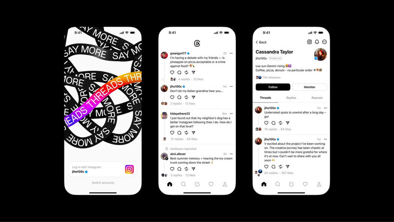 臉書（Facebook）母公司Meta旗下社群品牌Instagram推出主打文字分享的應用程式Threads，繁體中文版在台同步上線。（Meta提供）