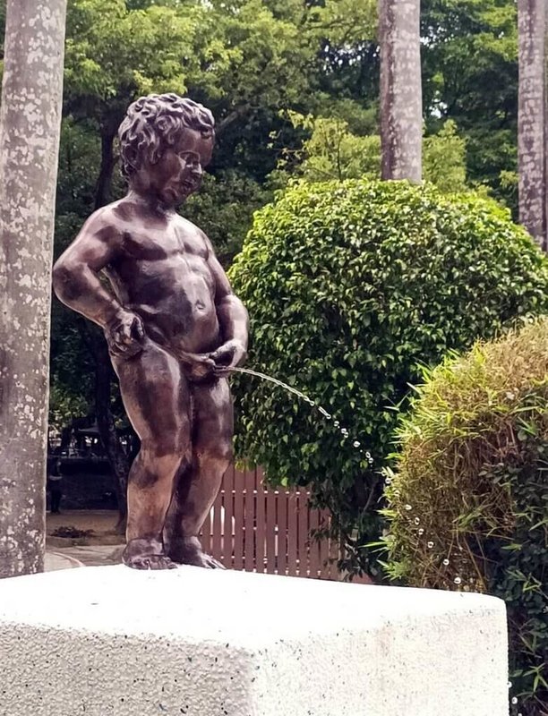 蘭潭、仁義潭水庫水位回升,嘉義縣市水情較為趨緩,嘉義公園尿尿小童自即日起重啟噴水運作。(嘉義市政府提供)中央社記者黃國芳傳真 112年7月11日