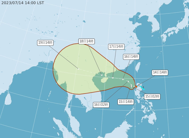 氣象局預估，颱風泰利最快14日晚間到15日清晨生成，雖對台灣無直接影響，北海岸、東半部及西南部沿海15日下午起至17日仍應留意長浪。（圖取自中央氣象局網頁cwb.gov.tw）