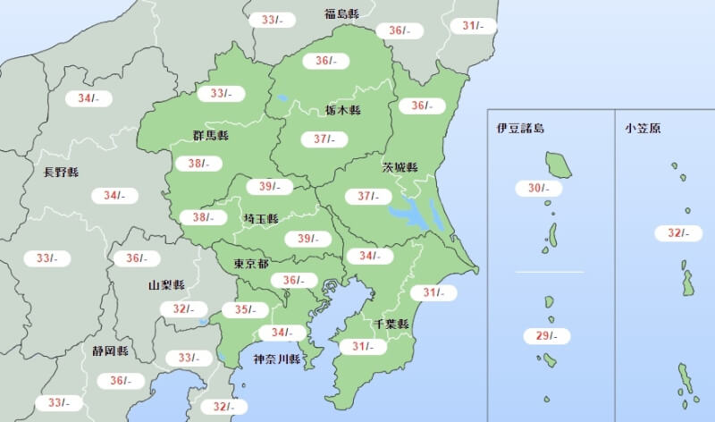 圖為日本氣象廳上午11時各地氣溫圖。（圖取自氣象廳網頁data.jma.go.jp）