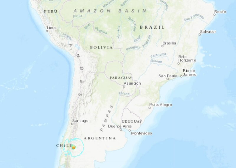 阿根廷西部16日發生規模6.6地震（圖取自美國地質調查所網頁usgs.gov）