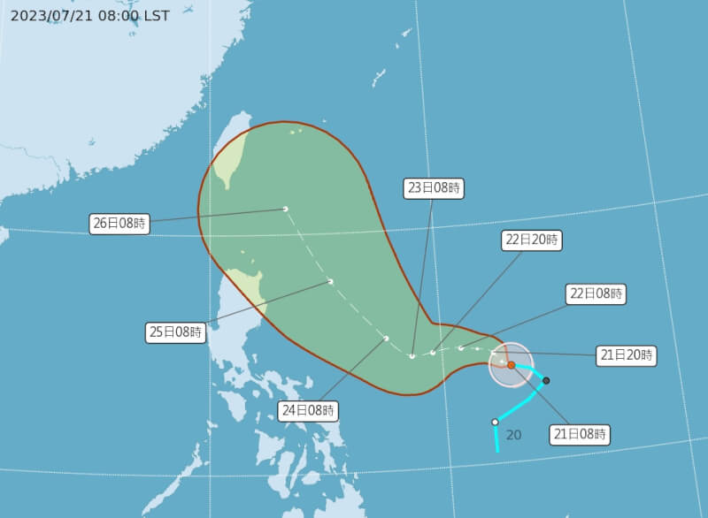 颱風杜蘇芮21日上午生成。（圖取自中央氣象局網頁cwb.gov.tw）